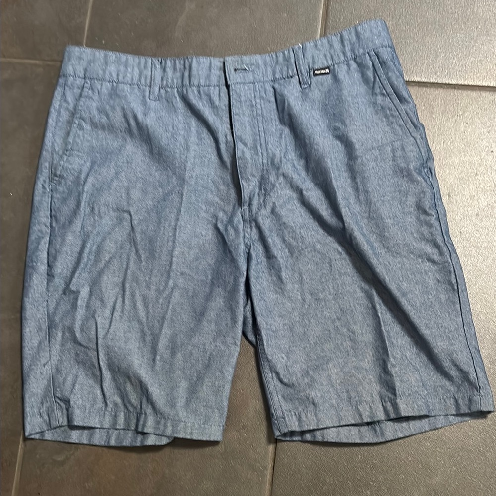 Hurley Blue Flat Front Shorts Lightweight Cotton
